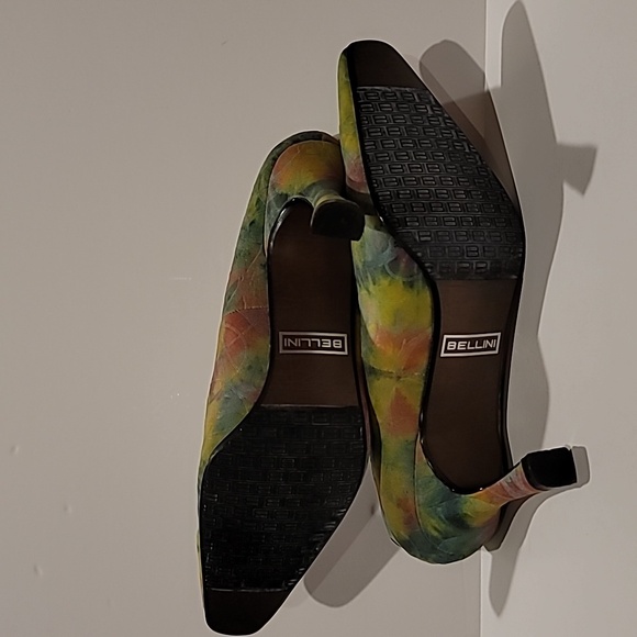 Bellini Tamesis heels 8M embossed soft leather bright green pink floral print - Picture 8 of 8
